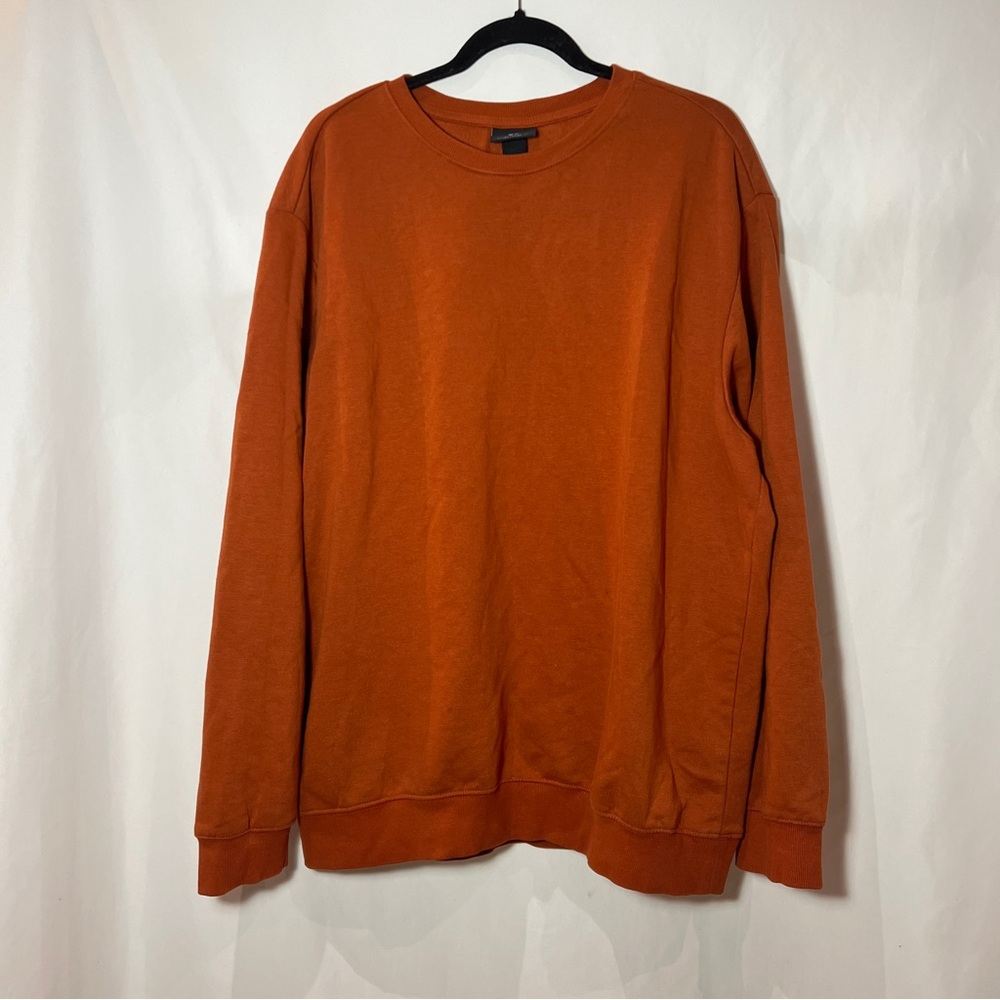 H&M Mens Loose Fit Crewneck Sweatshirt Rust Brown Orange Pullover Large L